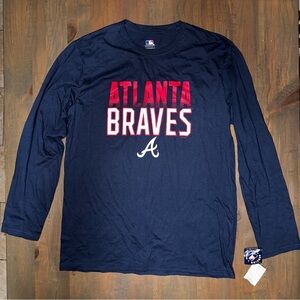 Atlanta Braves Long Sleeve T Shirt Men’s L MLB Genuine Merchandise Navy Blue NWT
